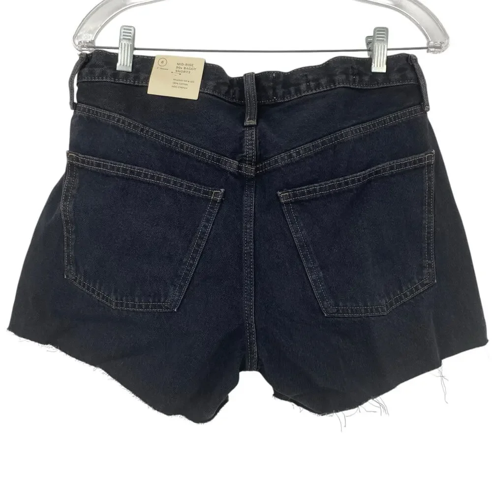 NEW UNIVERSAL THREAD Mid Rise 90s Baggy Denim Jean Shorts Black Size 16 Cotton